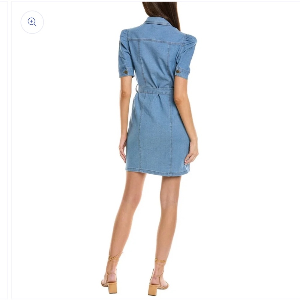 NWT Nanette Lepore Women's Belted Button Front Stretch Denim Shirt Mini Dress - Picture 2 of 16